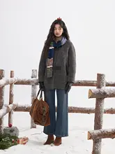 カラーブロックデザインのダブルフェイスロングコート【ウール素材・女性用・冬用】