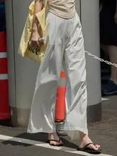 ホワイトストレートワイドパンツ【リラクシングスタイル・薄手・夏用】（セットアップ対応）