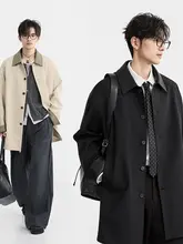 シンプルで洗練されたデザイン！マウンテンコート【春秋用・PUレザー・中長丈・韓国風】（セットアップ対応）