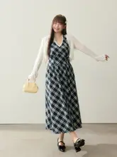 ワンピース レディース 大きいサイズ ぽっちゃり ホルターネック チェック柄 ウエストマーク 着痩せ フレンチ風 パーティー 夏