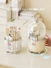 高級感あふれる大容量の回転ペンホルダー【蓋付き・デスク用・仕切り付き】