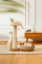 天然素材の麻猫爪柱【耐摩耗・突起高設計・木製・立式】