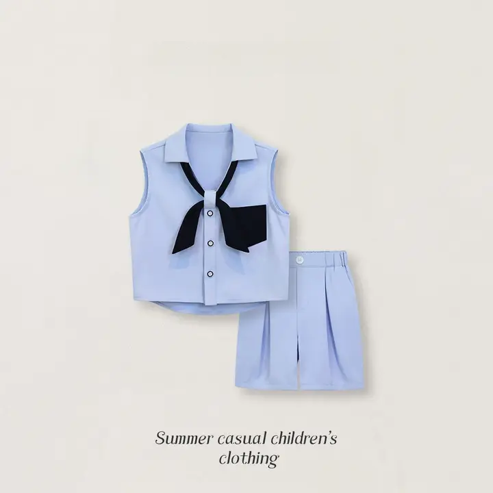 子供用 夏のファッション無袖シャツ＆ショートパンツ【男の子・女の子・卒業式用】（セットアップ対応）