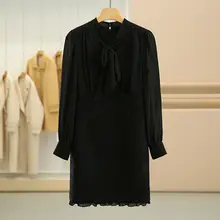 デザイン感漂う羊毛混紡のリボン付きドッキングワンピース（セットアップ対応）