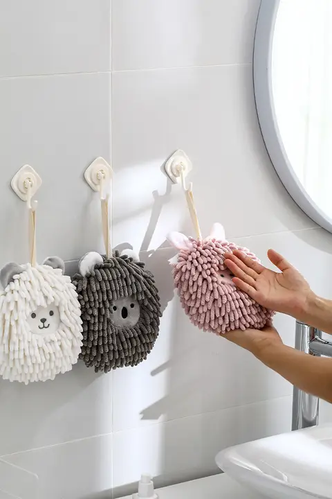 厚手の雪尼尔ハンドボール掛けタオル【カートゥーンデザイン・速乾・キッチンまたはバスルーム用】