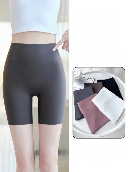 灰色のシャークパンツ【女性用・腹部サポート・防透け・極上の柔らかさ】（セットアップ対応）