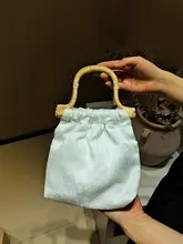 ミニサイズの竹節編みバッグ【レトロデザイン・夏用・ハンドル付き】