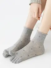 五本指ソックス【超薄型・通気性・ドット柄・ショート丈・女性用】