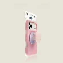 アンティーク風ホワイトジェリー ハート型エアバック磁気吸着スタンド【OPPO Findx9用・液体シリコン製】