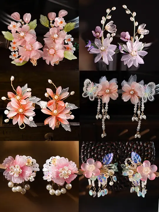 漢服用 ヘアアクセサリー【おしゃれな頭花・クリップ式・子供用】