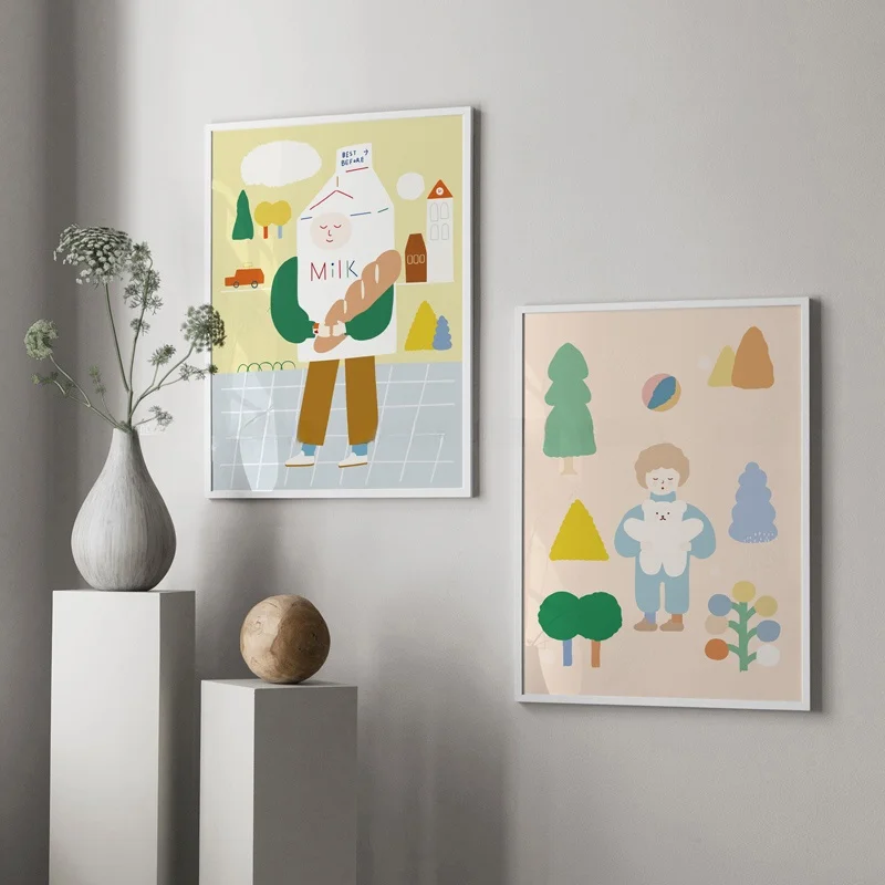 クリスマス要素の可愛いインテリアポスター【子供部屋用・シンプルデザイン】 ミニマリスト部屋づくりに最適なアイテム