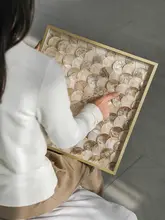 高級感のある金色貝殻立体装飾画【客間・ダイニング・壁掛け用アート】