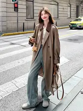 クラシックデザインのロングトレンチコート【レトロスタイル・秋用・ファッション性抜群】