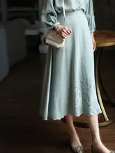 江南スタイルの女性用ハイウエストAラインスカート【春夏用・通勤・漢民族スタイル】