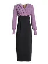 レース切替Vネック包臀ワンピース【女性用・上品なデザイン・春夏用】