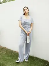 3点セット レディース 大きいサイズ ぽっちゃり アセテートニット キャミソール 半袖Tシャツ ワイドパンツ 秋「PLUSMALL」