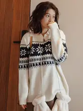 フェアアイル柄のニットセーター【春用・ゆったりデザイン・女性用】