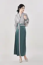 日常着としても最適！フライトスリーブ上衣と宋風ロングスカート【沈香茶】（セットアップ対応）