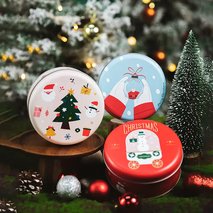 クリスマスクッキー用鉄製ギフトボックス【お菓子缶・空のキャンディーボックス】