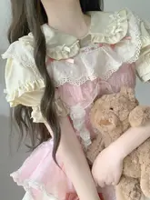 ロリータスタイルの丸襟半袖シャツ【女性用・夏用・パフスリーブ・白】