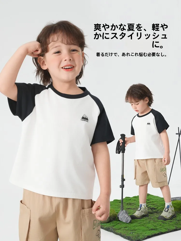 男の子用綿100%半袖Tシャツ：夏用薄手カジュアルデザインの着心地とサイズ選びの実際