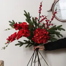 造花 アーティフィシャルフラワー ブーケ 赤 お正月 迎春 飾り 華やか 縁起物 ホテル 商業施設 インテリア