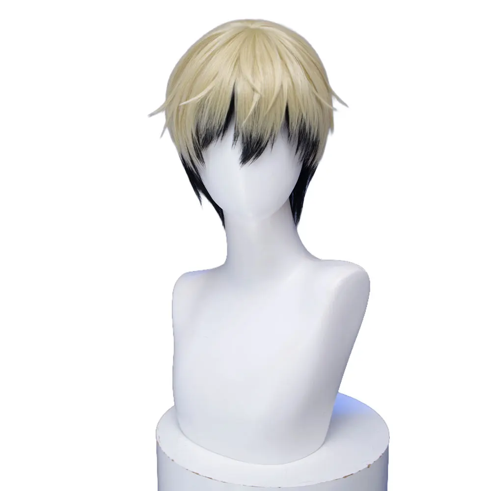 コスプレ用 フェードグラデーションショートウィッグ：おでこ狭い丸顔や前髪短いショートヘアに最適な禪院直也風スタイル