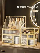 化粧品収納ケース ガラス製 蓋付き ホコリ防止 大容量 卓上 ドレッサー 家庭用 口紅 スキンケア 上品