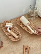 家庭用 藤製収納バスケット【ナチュラル・キッチン用・食器トレイとして可】