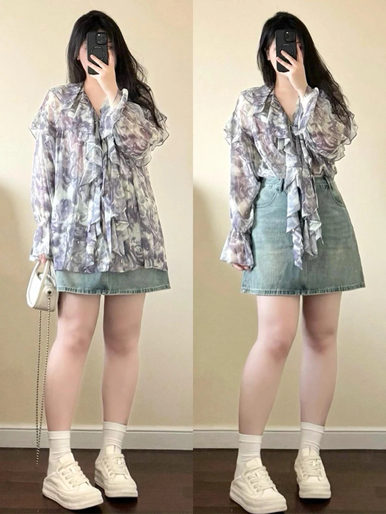 レディース 夏 用復古デニムタイトスカート：大きいサイズで体型カバーと通勤シーンに最適なAラインデザイン