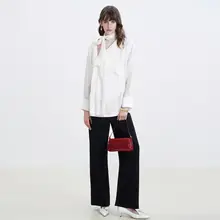 真丝飘带付きルーズシャツ【フランススタイル・ファッショナブル・オールマイティ】