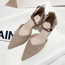 カーキ色のレトロスエードコンフォートサンダル【尖ったトゥ・メッシュ・太ヒール】