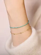 天然ターコイズと幸運なブルークリスタルの極細ブレスレット【女性用】
