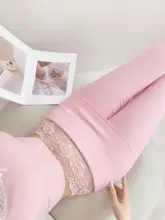 レースレイヤードのフレアパンツ【女性向け・エラスティック・美脚効果・ハイウエスト】