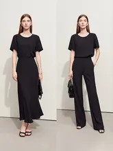 通勤に最適！シンプルなデザインの丸首短袖シフォンブラウス【快適でスリムな着心地】