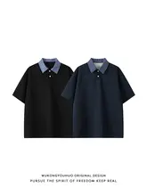 夏用レトロチェック柄ポロ襟半袖Tシャツ【ユニセックス・ゆったりデザイン】