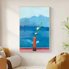 抽象的なブルーのリビングルーム装飾画【高級感ある背景壁・寝室や窗台にも最適】