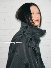 防風ニットケープ【暖かい襟付き・秋冬用・ボタンデザイン・高級感】
