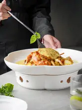高級中華料理用粘土製皿【保温・キャンドル加熱・デザインプレート】