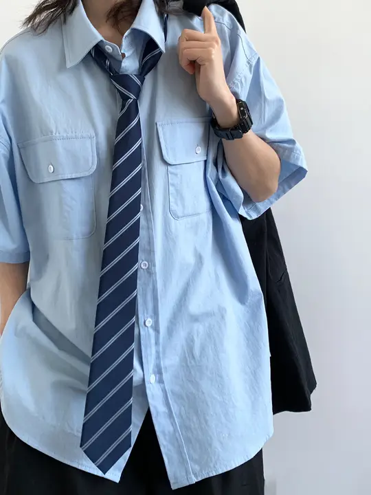 中性学院風ストライプネクタイ【カジュアル・男女兼用】（セットアップ対応）