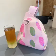 ストロベリーニット トップハンドルバッグ 韓国版かわいい