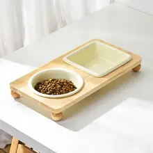 猫用陶器フードボウル【ダブルボウル・首をサポート・スタイリッシュデザイン】（セットアップ対応）