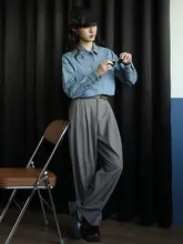 無地ストレートワイドパンツ【高ウエスト・フィット・レトロスタイル・カジュアル】（セットアップ対応）