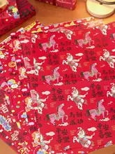 新中式風 赤い包装紙【馬年ギフト用・大サイズ・古風デザイン】