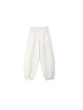 春夏用ファッショナブルなランタンシルエットのパンツ【透かしデザイン・束脚】（セットアップ対応）