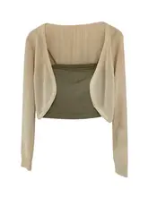 杏色アイスシルクニットカーディガン【夏用・薄手・日焼け防止・ノースリーブトップス】（セットアップ対応）