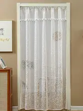 レース製 蚊除けドアカーテン【穴あけ不要・夏用・伸縮棒付・シンプルデザイン】