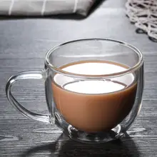 耐熱ガラスカップ コーヒーカップ お花茶カップ 二重断熱カップ 持ち手付きカップ