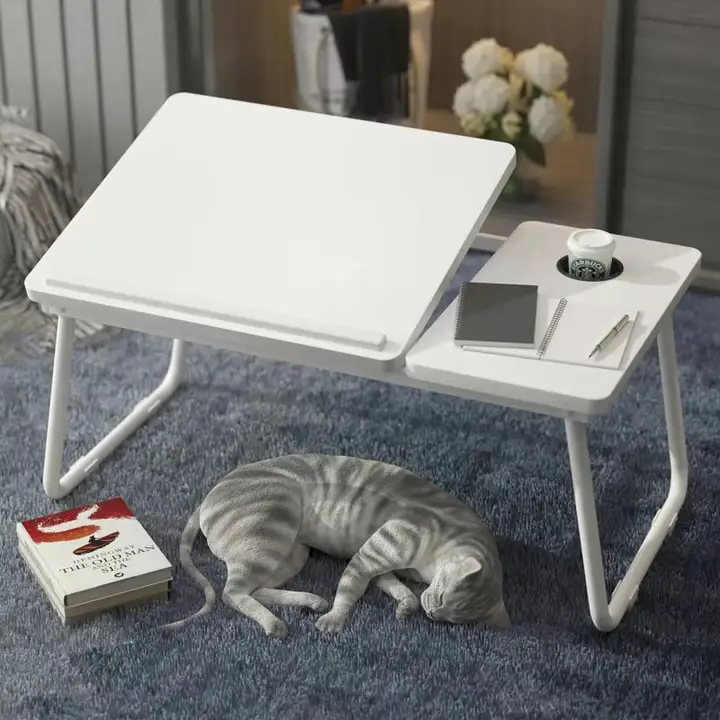 ベッドテーブル 膝上テーブル 折りたたみ 昇降式 高さ調節可能 移動式 ワイドサイズ ノートPCデスク 床座 寝室 一人暮らし 在宅ワーク