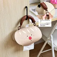 かわいい牛角パンデザインの掛け式ティッシュケース【学生寮用・レザー製・デコレーション用】